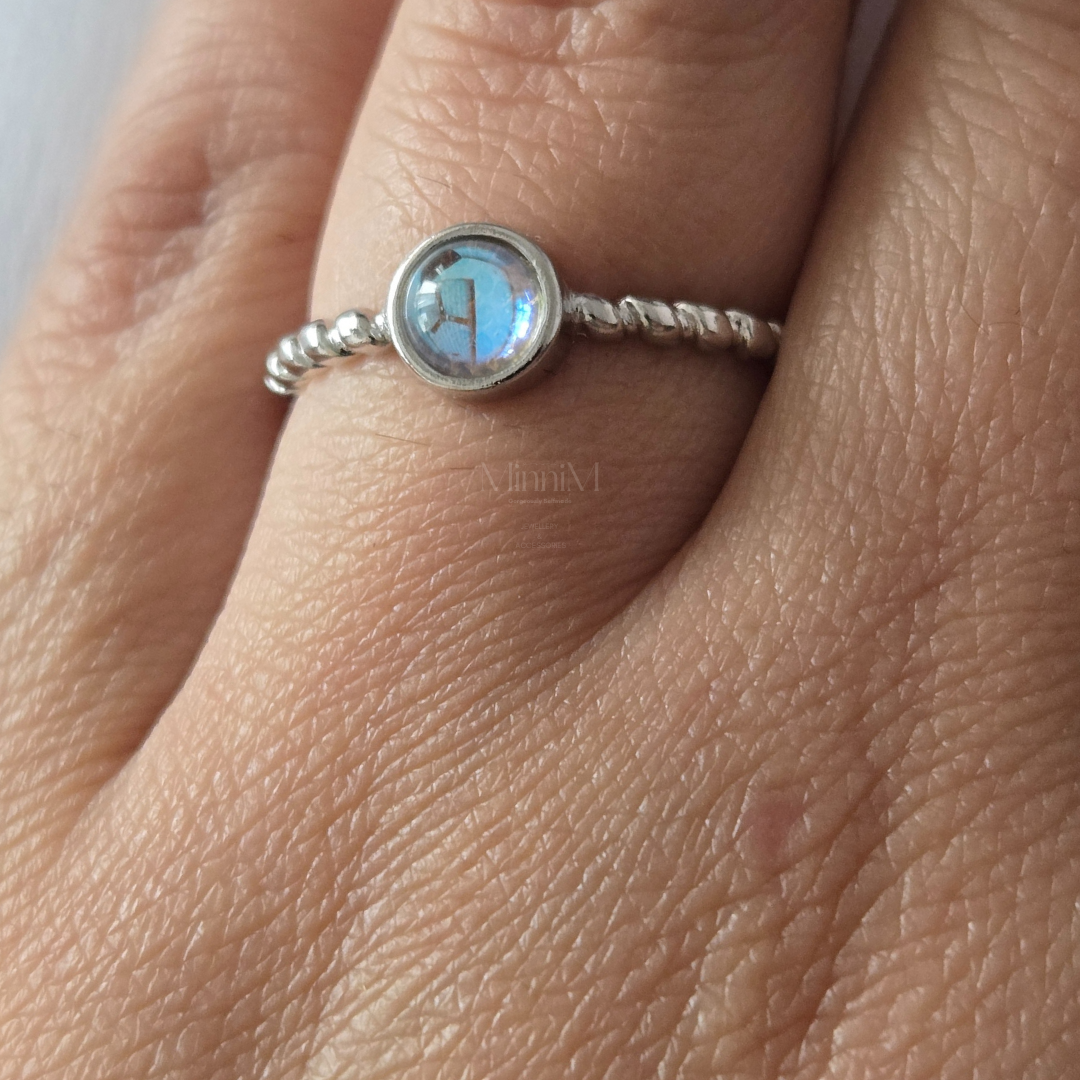 Moonstone Adjustable Ring in 925 Sterling Silver