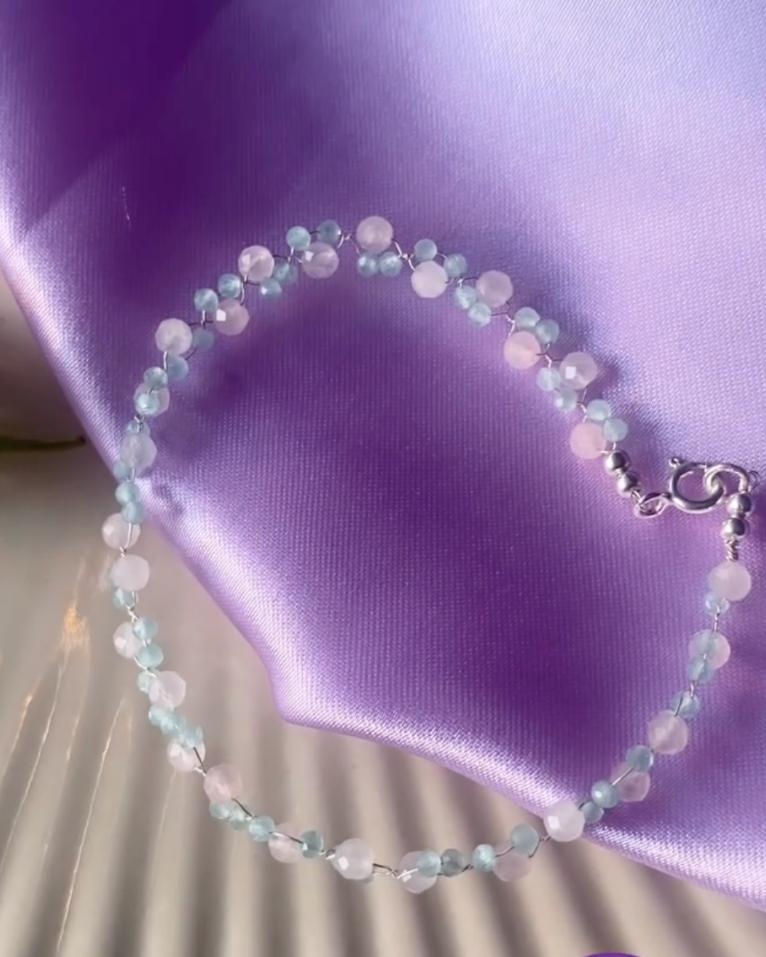 Rose Quartz and Amazonite SAKURA Bracelet in 925 Sterling Silver