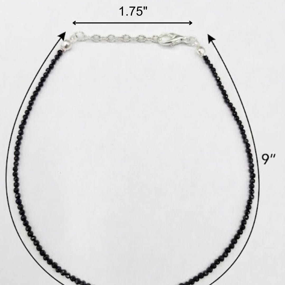 Black Onyx Anklet | Gemstone Jewellery | Healing | Ethnic | Evil Eye