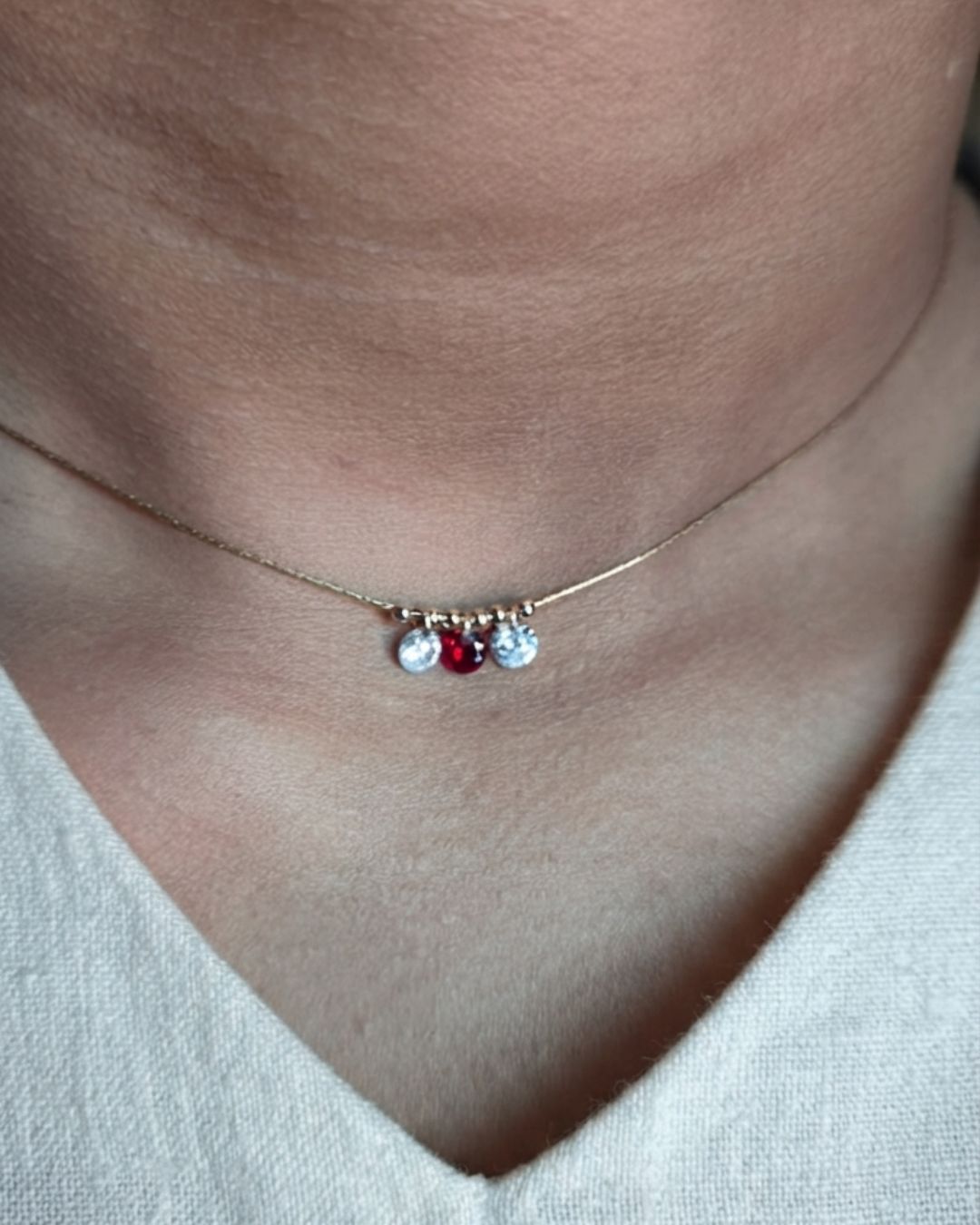 14K Gold Filled White Maroon Necklace
