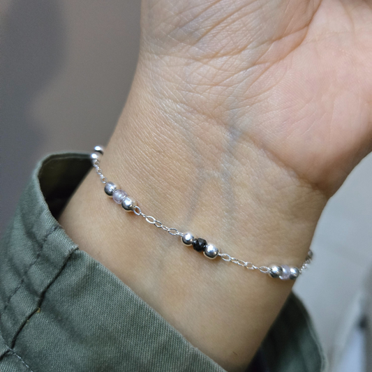 Black and White Zircon NAZARIYA Chain Bracelet in 925 Sterling Silver