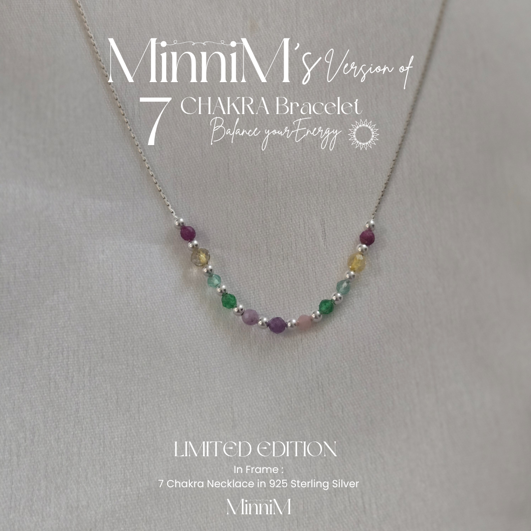 Seven Chakra Gemstone Necklace in 925 Sterling Silver 02.