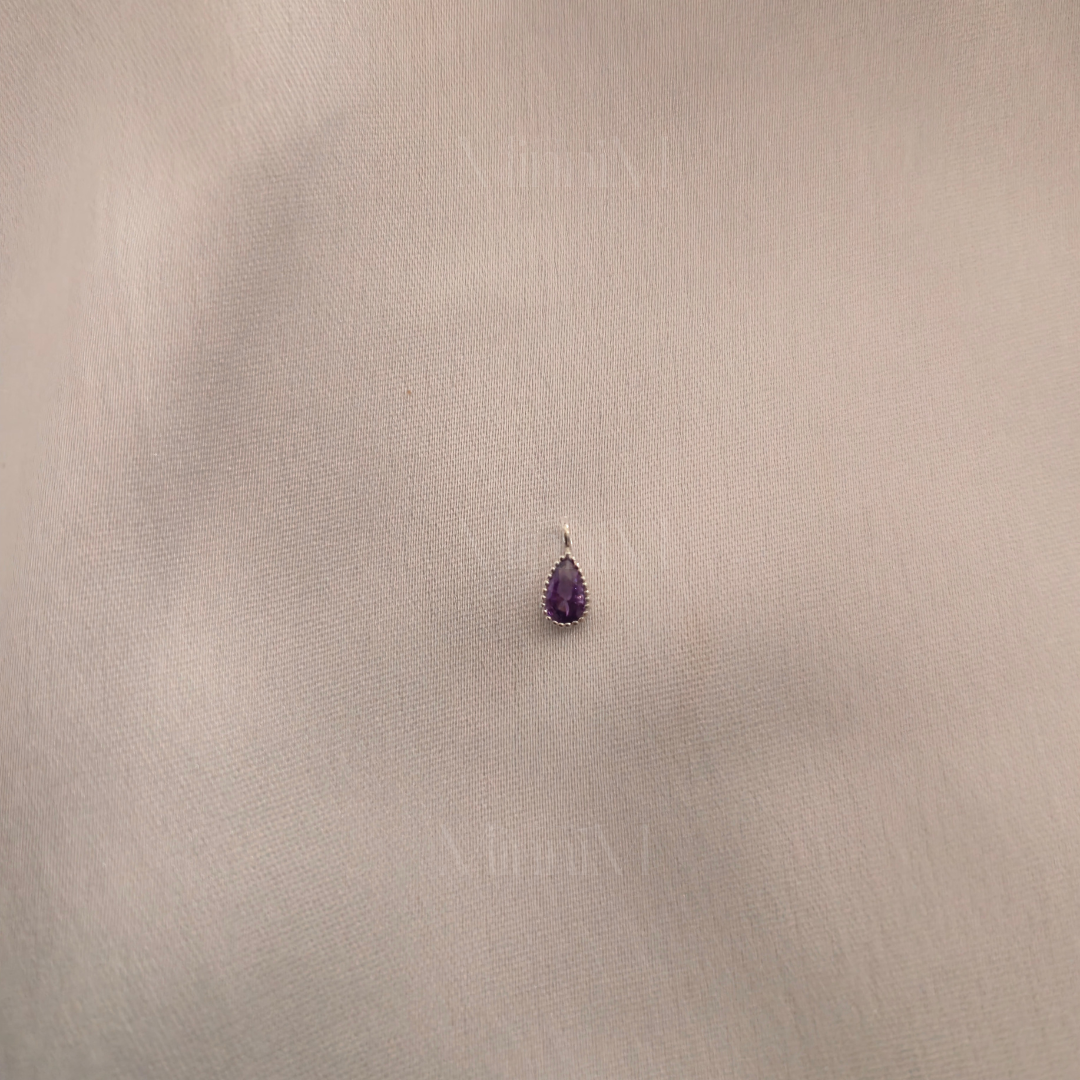 Royal Blue Zircon Drop Charm in 925 Sterling Silver.