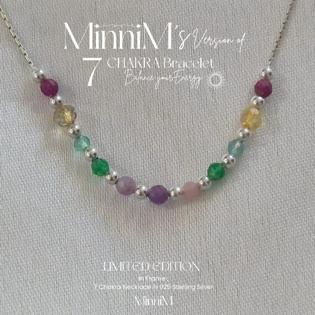 Seven Chakra Gemstone Necklace in 925 Sterling Silver 02.