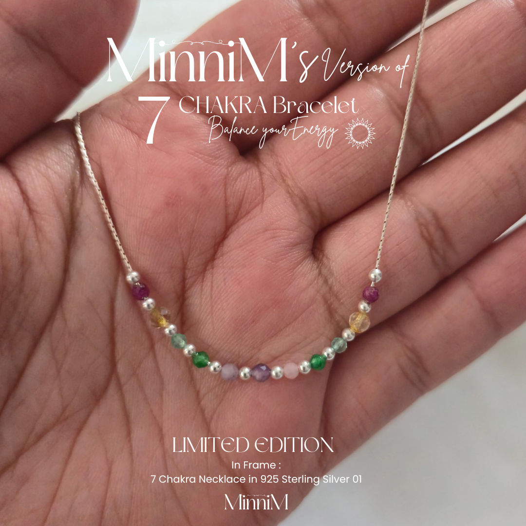 Seven Chakra Gemstone Necklace in 925 Sterling Silver 02.