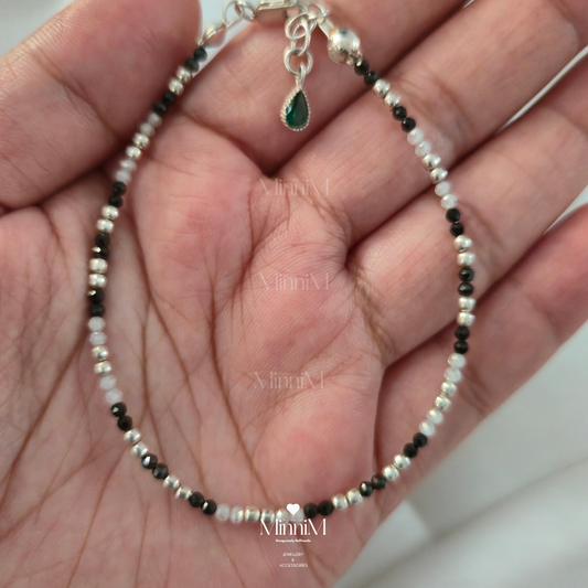 Black Spinel with White Zircon Symmetrical NAZARIYA bracelet in 925 Sterling Silver.