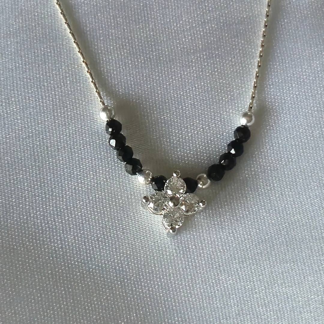 Sterling Silver Floral Clover Mangalsutra with Zircon