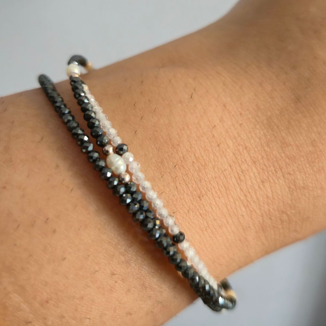 bracelet necklace sterling silver real gemstones hematite gifting nazariya bracelet black onyx pearls real pearls gifting gifts for her girlfriend valentines day spiritual