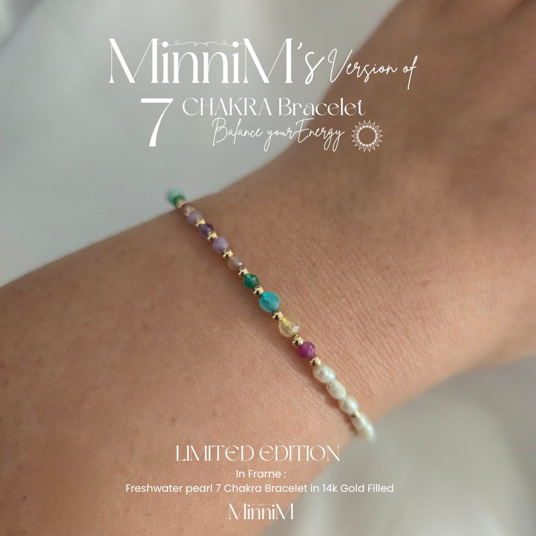 Freshwater Pearl Seven Chakra Bracelet in 14k Gold Filled