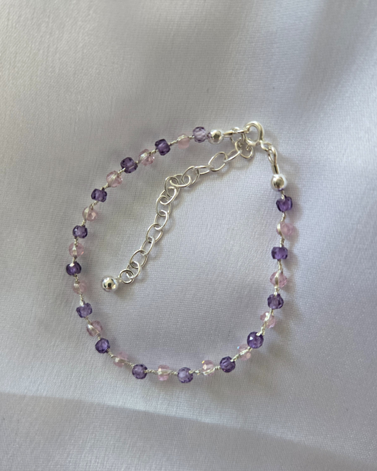 Pink and Lavender Zircon SAKURA Bracelet in 925 Sterling Silver