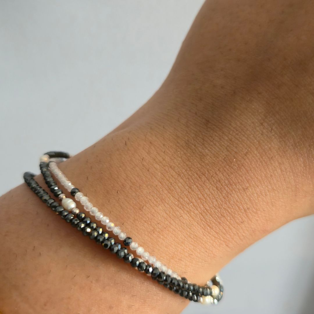 bracelet necklace sterling silver real gemstones hematite gifting nazariya bracelet black onyx pearls real pearls gifting gifts for her girlfriend valentines day spiritual