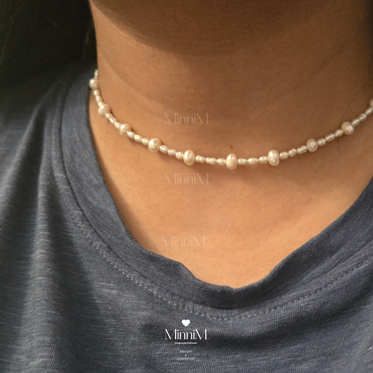 Freshwater Pearls Necklace in 925 Sterling Silver.