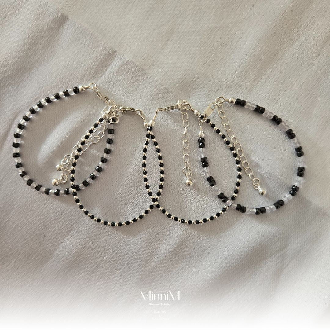 Black Spinel And 925 Sterling Sterling Nazariya Bracelet