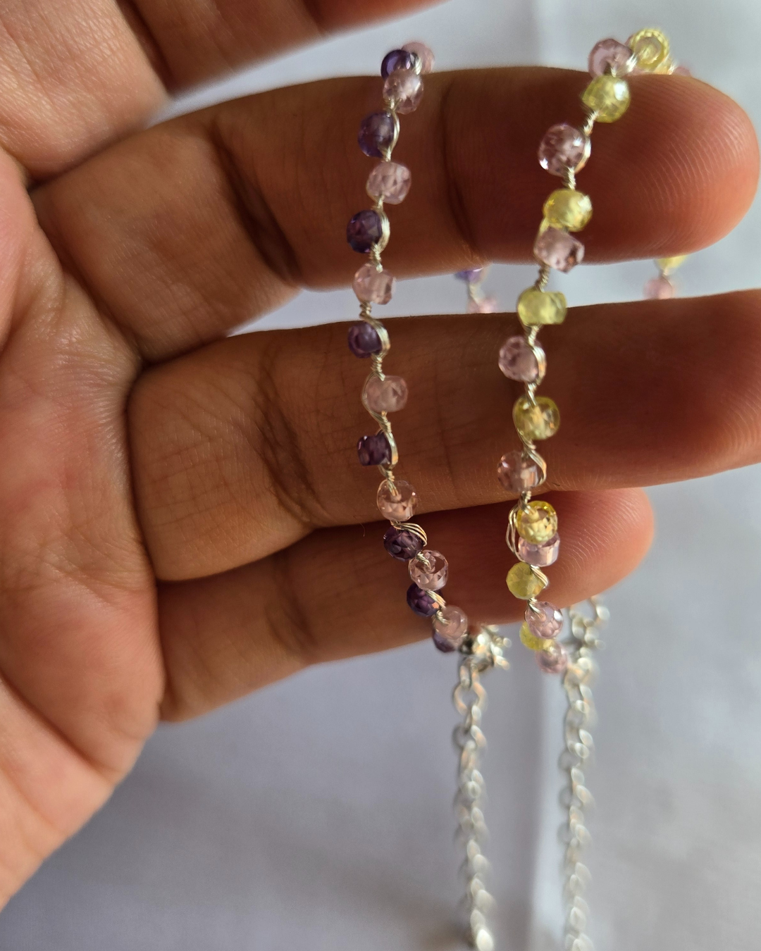 Green and Pink Zircon SAKURA Bracelet in 925 Sterling Silver