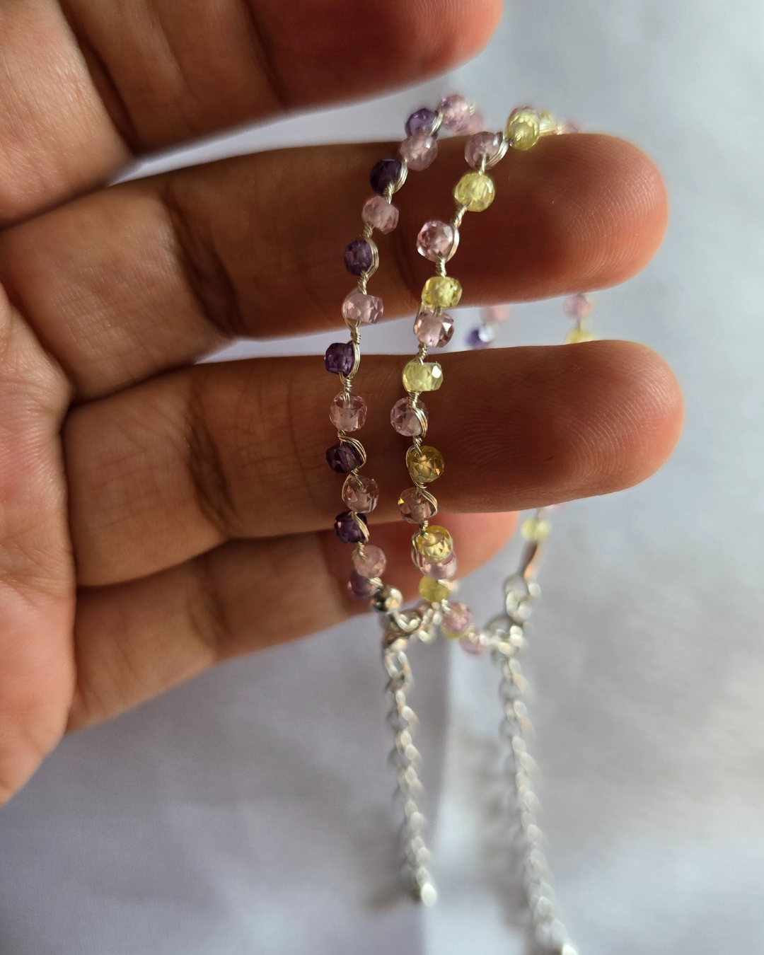 Green and Pink Zircon SAKURA Bracelet in 925 Sterling Silver