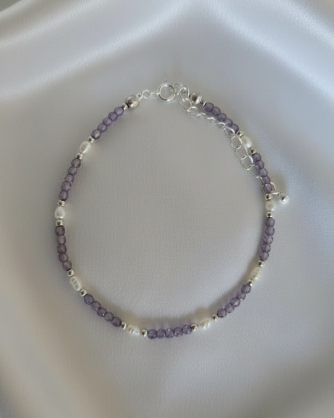 Lavender Zircon & Freshwater Pearl Bracelet | 925 Silver