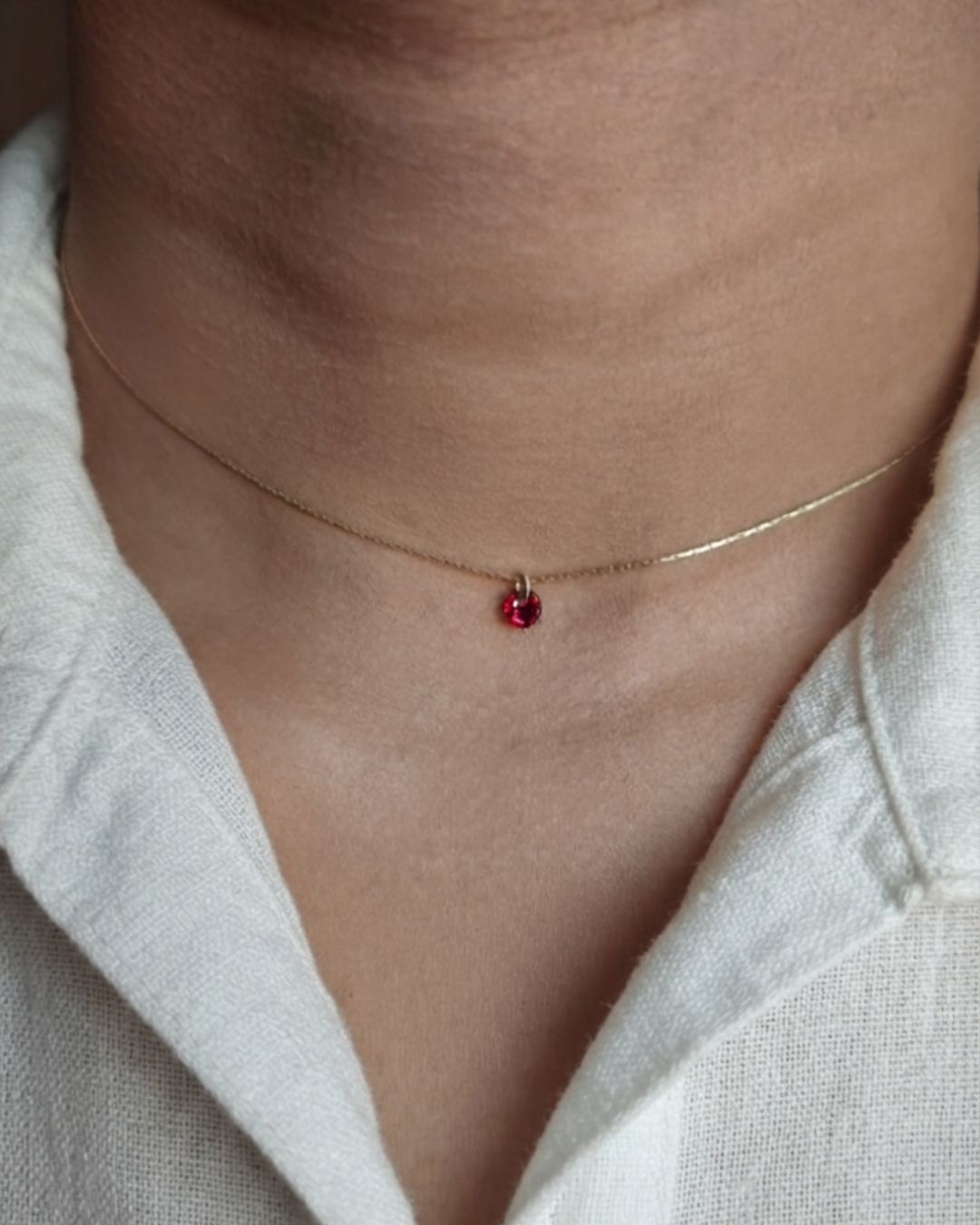 14K Gold Filled Maroon Pendant Necklace