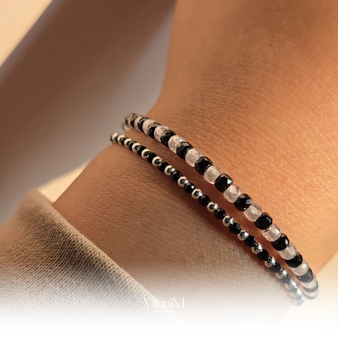 Black and White Zircon NAZARIYA Bracelet in 925 Sterling Silver
