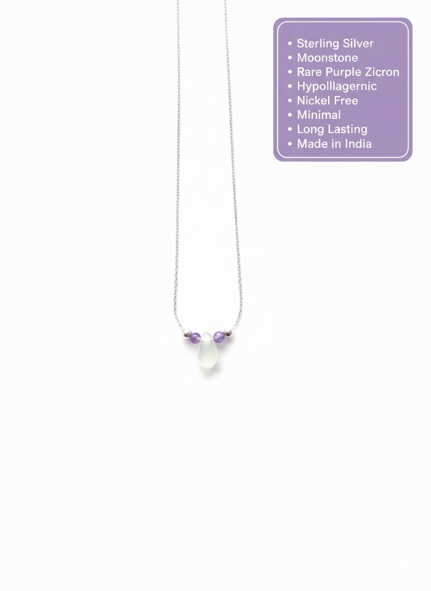 moonstone necklace with zircon silver sterling silver gold plated gold gold filled gifts diwali laxmi puja
