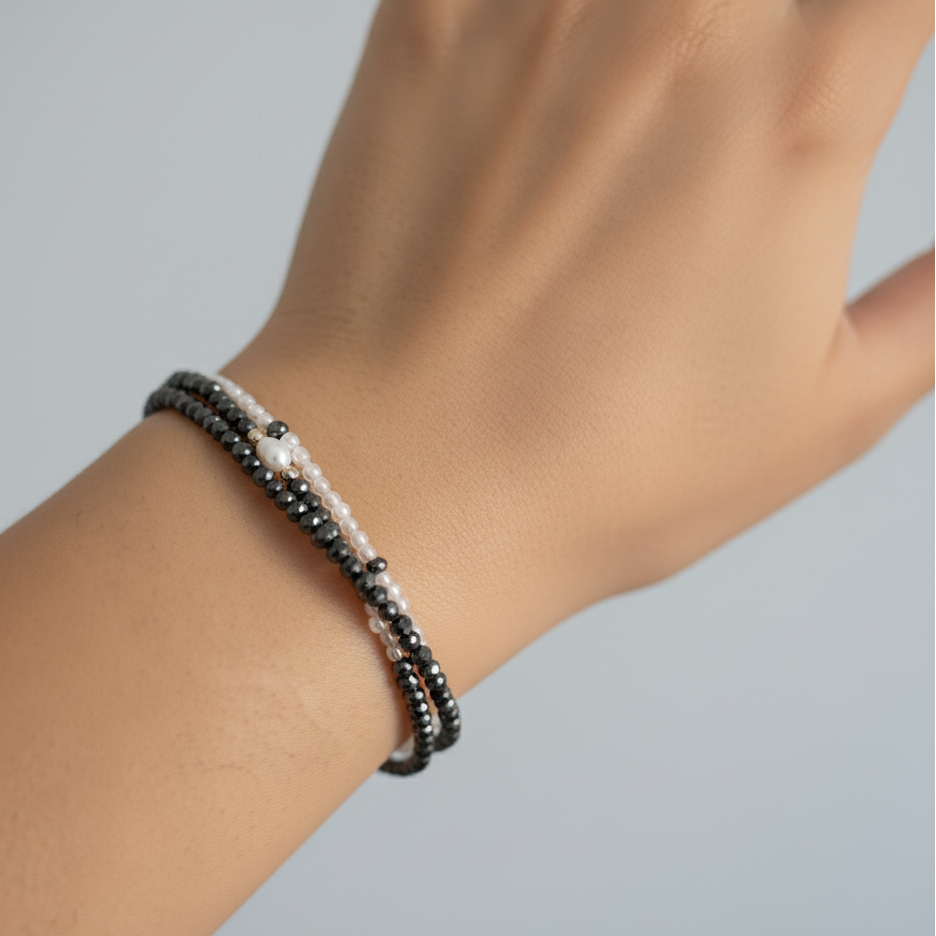 bracelet necklace sterling silver real gemstones hematite gifting nazariya bracelet black onyx pearls real pearls gifting gifts for her girlfriend valentines day spiritual