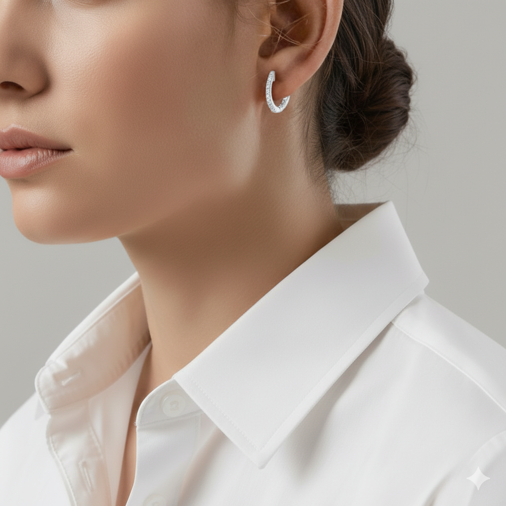 925 Silver Gold Vermeil Zircon Hoop Earrings | Hypoallergenic