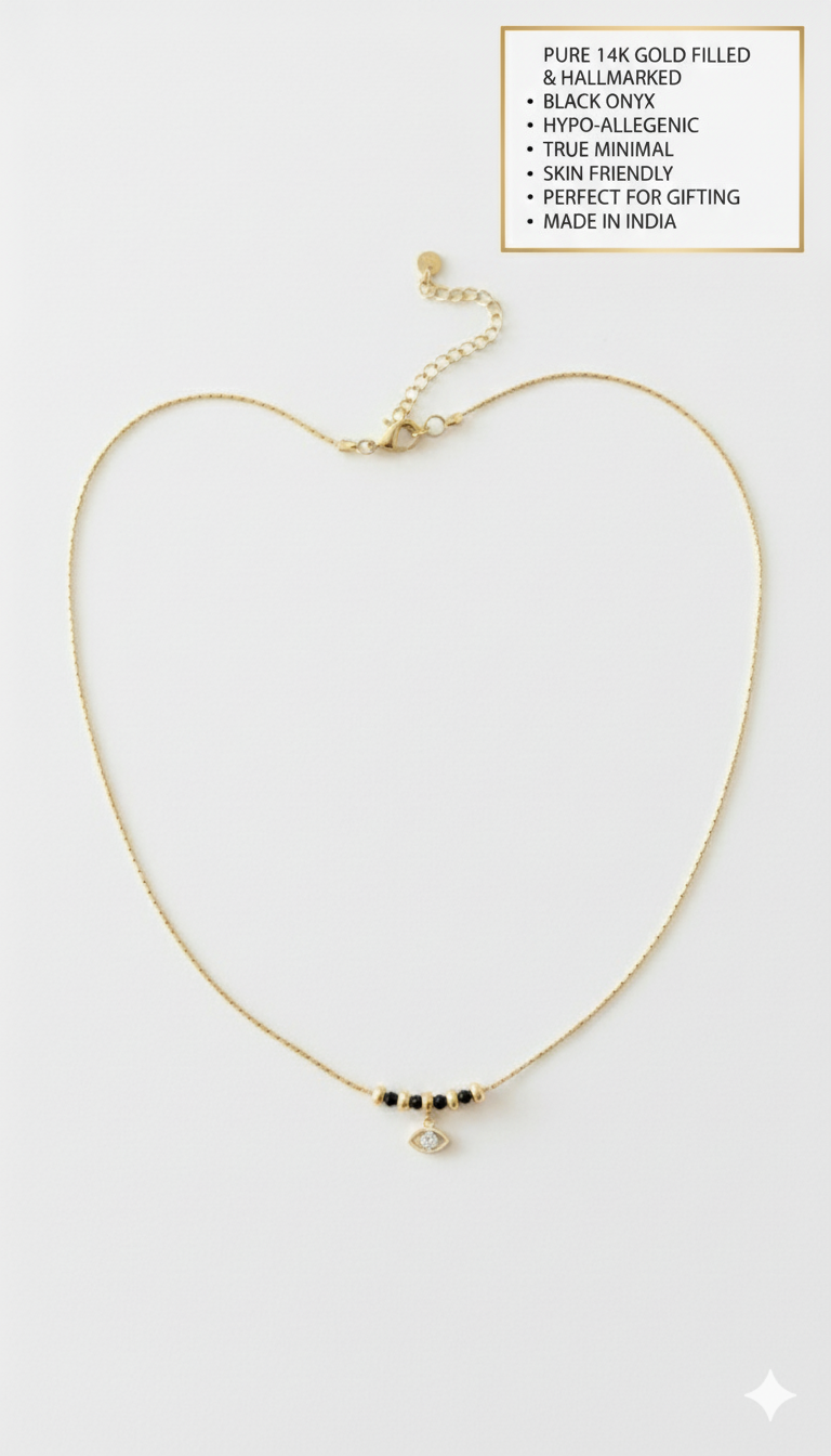 mangalsutra gold gold filled sterling silver real gold filled pure gold evil eye mangalsutra wedding gifting gifting season diwali dusshera karwa chauth minimal hypoallergenic