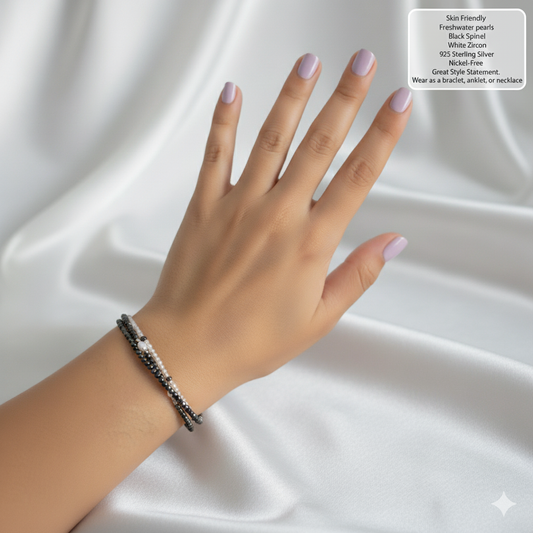 bracelet necklace sterling silver real gemstones hematite gifting nazariya bracelet black onyx pearls real pearls gifting gifts for her girlfriend valentines day spiritual