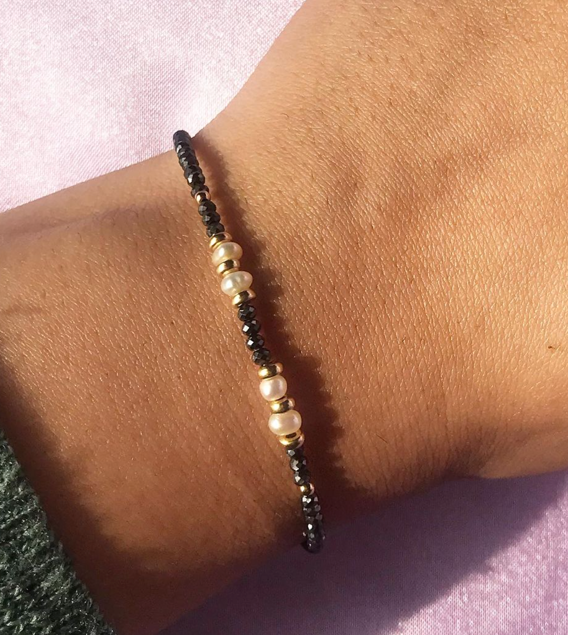 14k Gold Filled Bracelet with Hematite and Freshwater Pearls