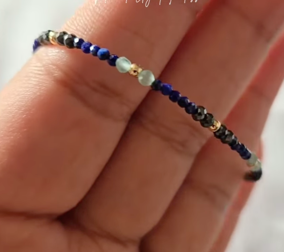Lapis Lazuli and Hematite Bracelet in 14k Gold Filled Setting