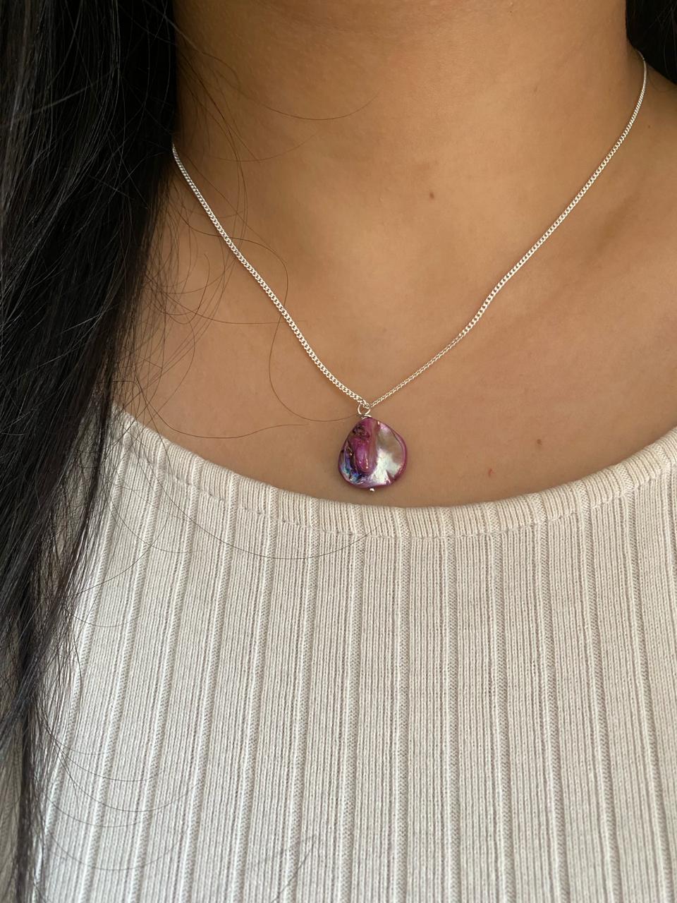 Mother of Pearl Necklace in 925 Sterling Silver