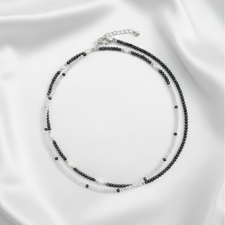 anklet 04necklace sterling silver real gemstones hematite gifting nazariya bracelet black onyx pearls real pearls gifting gifts for her girlfriend valentines day spiritual