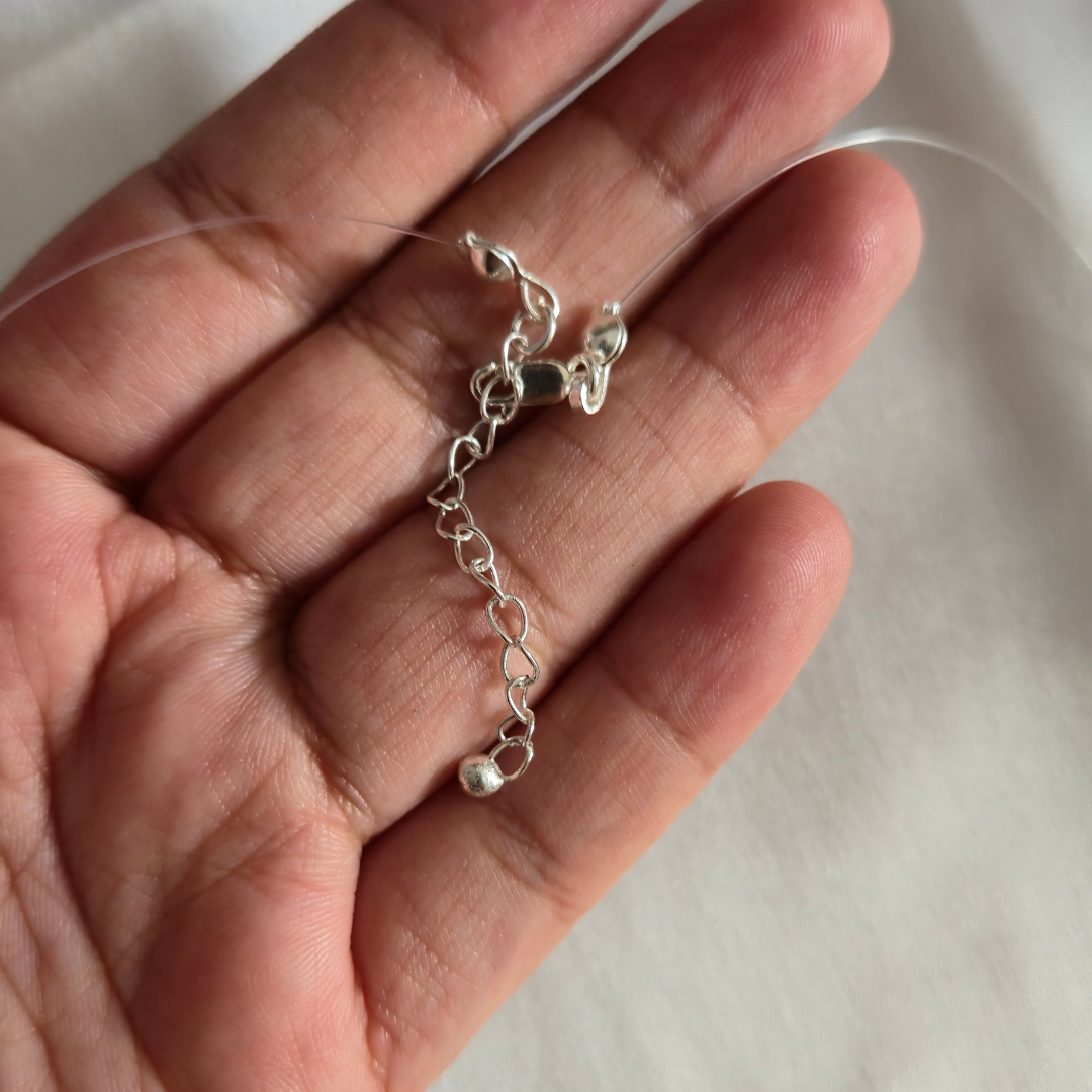 Freshwater Pearl and 925 Sterling Silver FLOATING Necklace