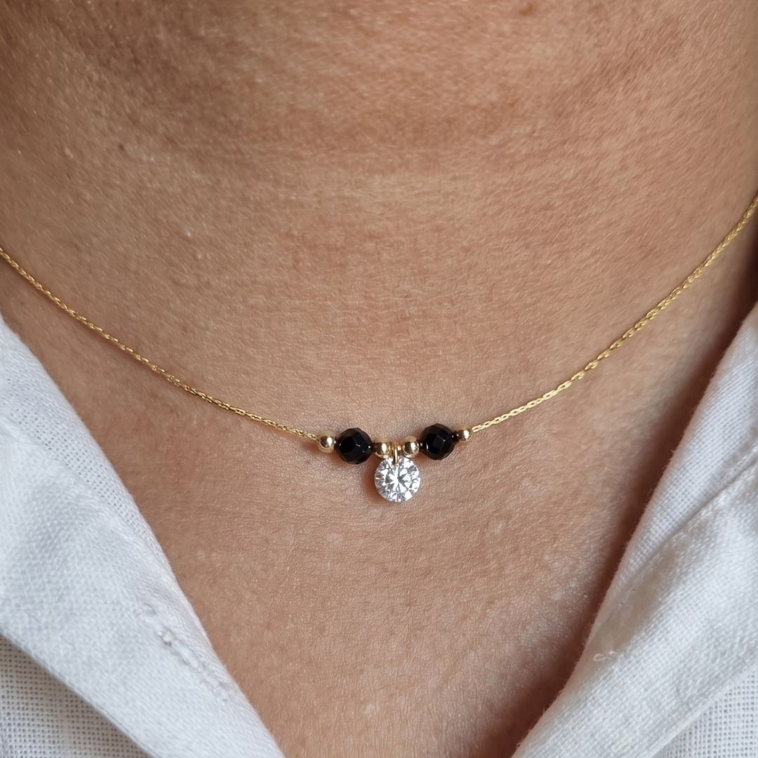 14k Gold Filled Mangalsutra Dainty White Solitaire necklace