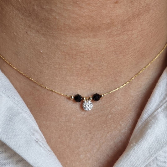 14k Gold Filled Mangalsutra Dainty White Solitaire necklace
