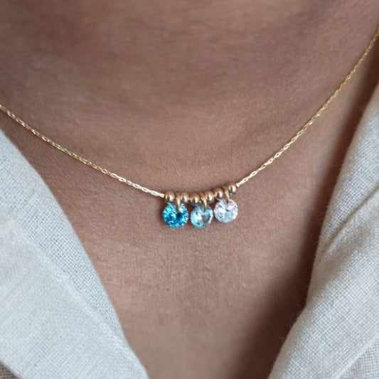 14K Gold Filled Aqua Blue White Necklace 14KGFNE04