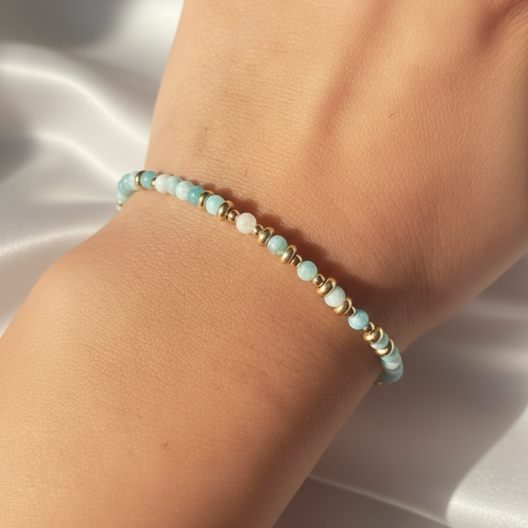 14k Gold-Filled Bracelet in 3mm Amazonite