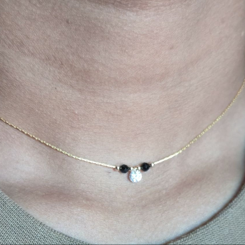 14k Gold Filled Mangalsutra Dainty White Solitaire necklace