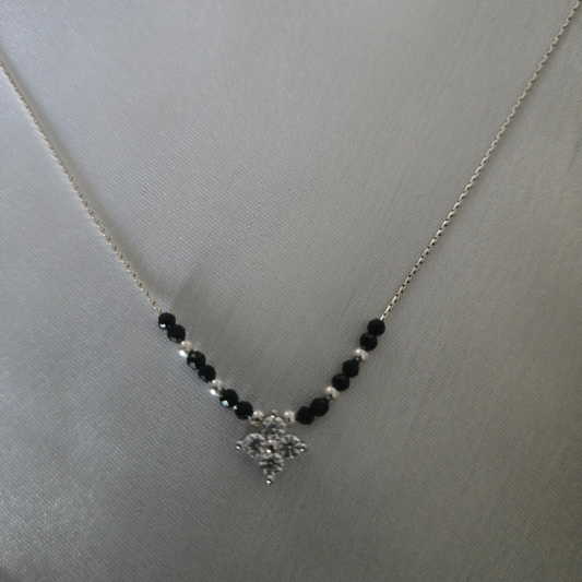 Sterling Silver Floral Clover Mangalsutra with Zircon