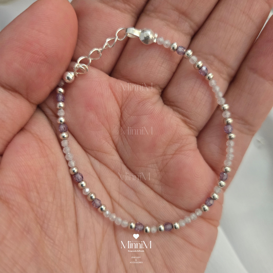 Lavender and White Zircon Bracelet in 925 Sterling Silver