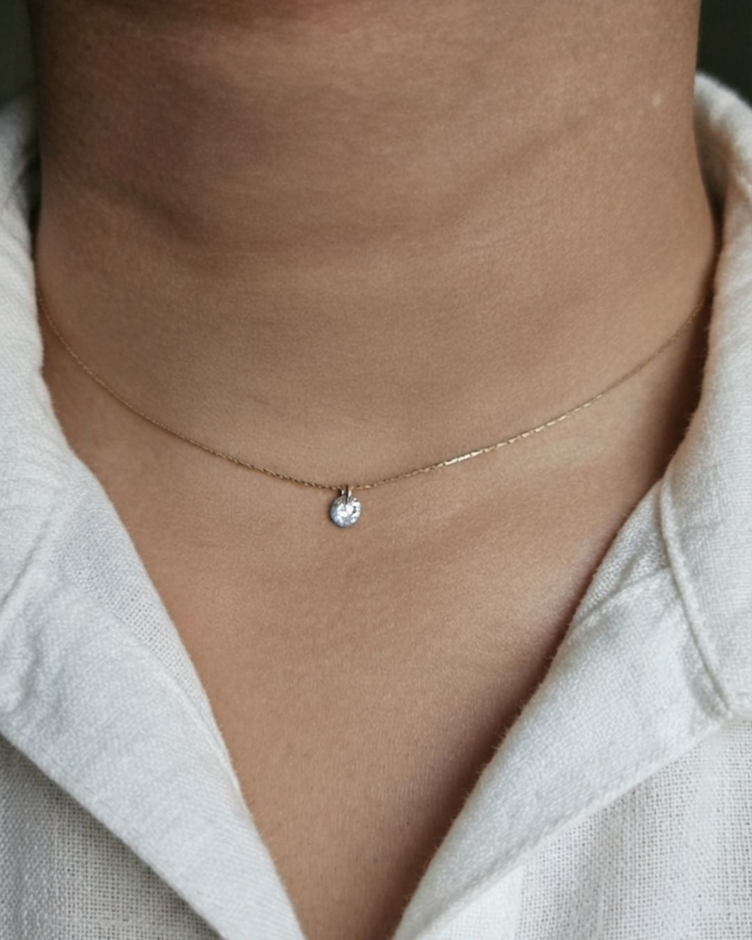 14K Gold Filled April White Birthstone Pendant Necklace