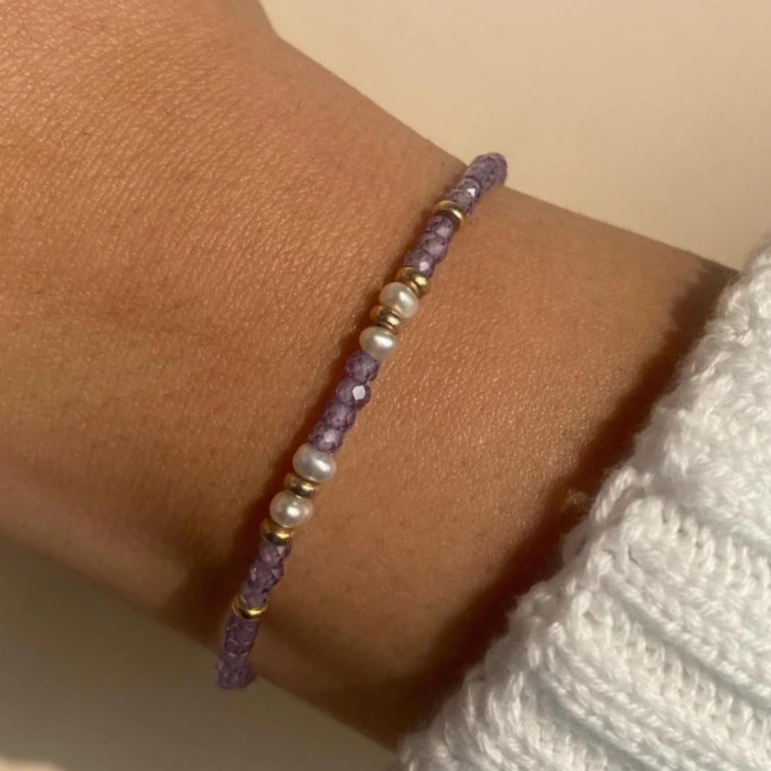 14k Gold-Filled Lavender Zircon Freshwater Pearls Bracelet