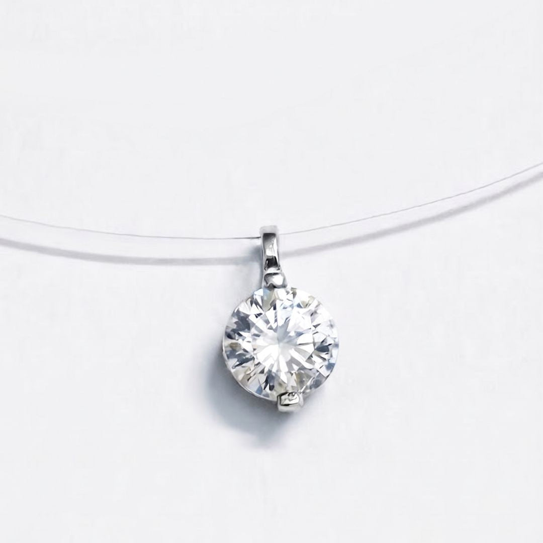 Sterling Silver Solitaire Floating Necklace