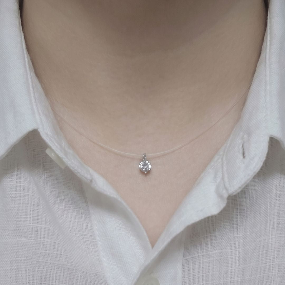 Sterling Silver Solitaire Floating Necklace