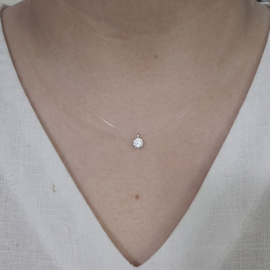Sterling Silver Solitaire Floating Necklace
