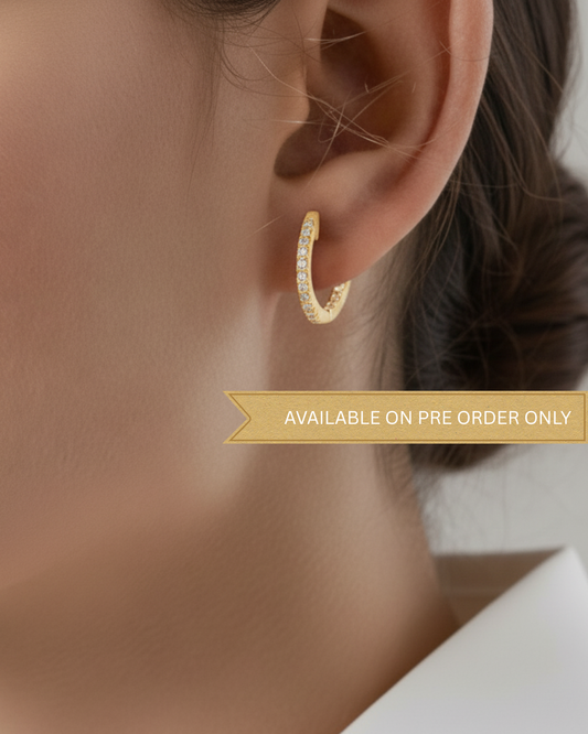 925 Silver Gold Vermeil Zircon Hoop Earrings | Hypoallergenic