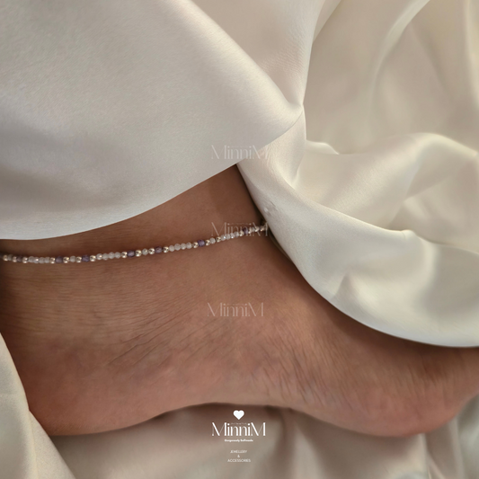 Lavender and White Zircon Anklet in 925 Sterling Silver
