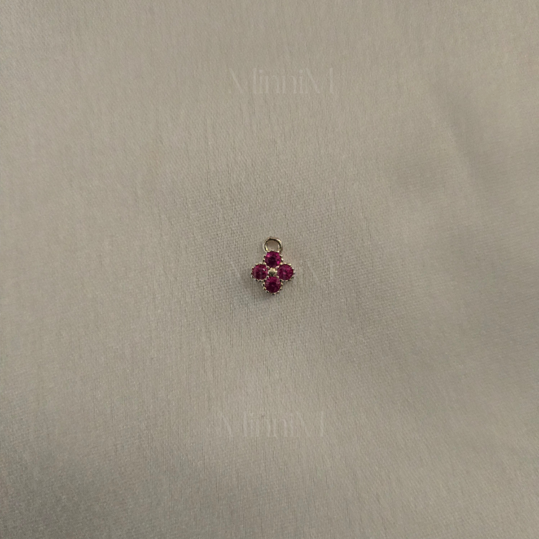 Maroon Flower Charm in 925 Sterling Silver