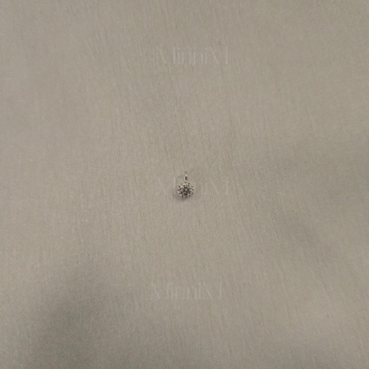 White Round Zircon Charm in 925 Sterling Silver