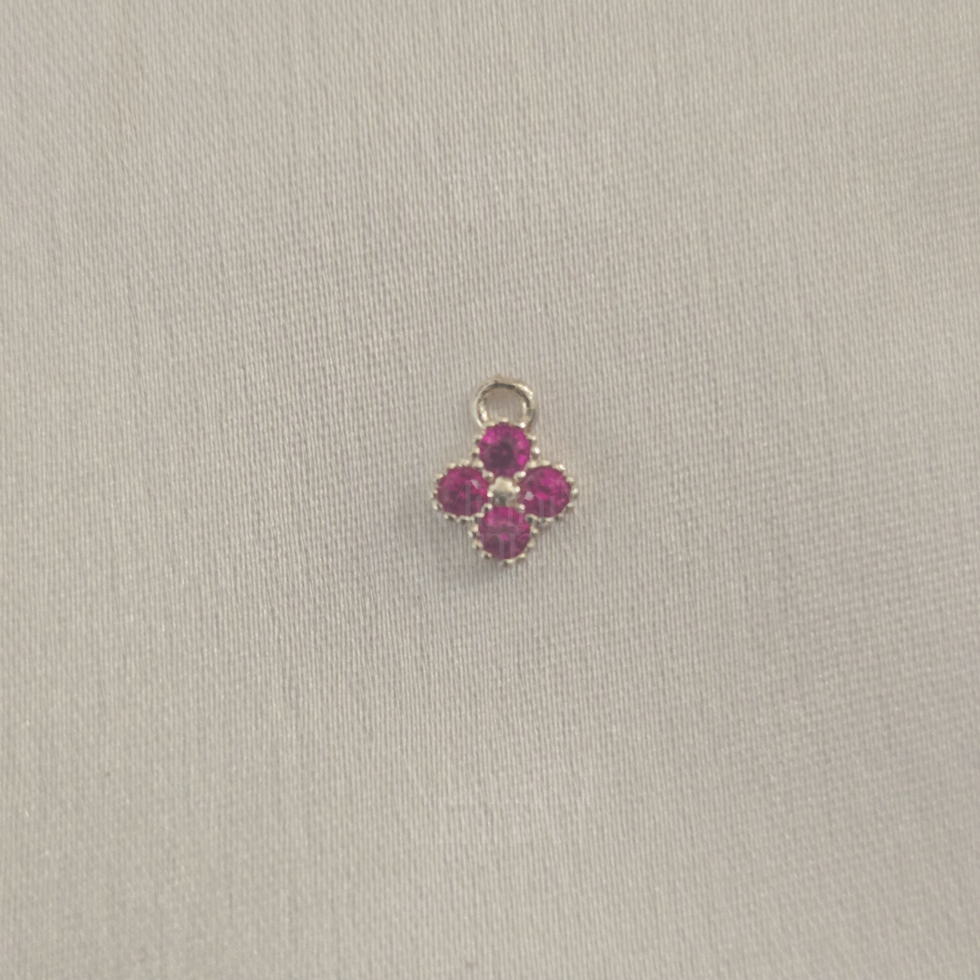 Maroon Flower Charm in 925 Sterling Silver