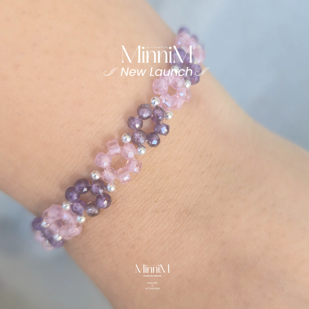 Lavender & Pink Zircon Bracelet in Sterling Silver | Minimal Elegant Jewelry for Women.
